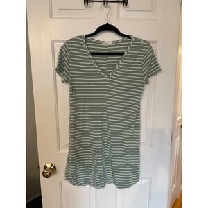 Olivia Rae Green & White Striped Dress Size Medium, Made in USA